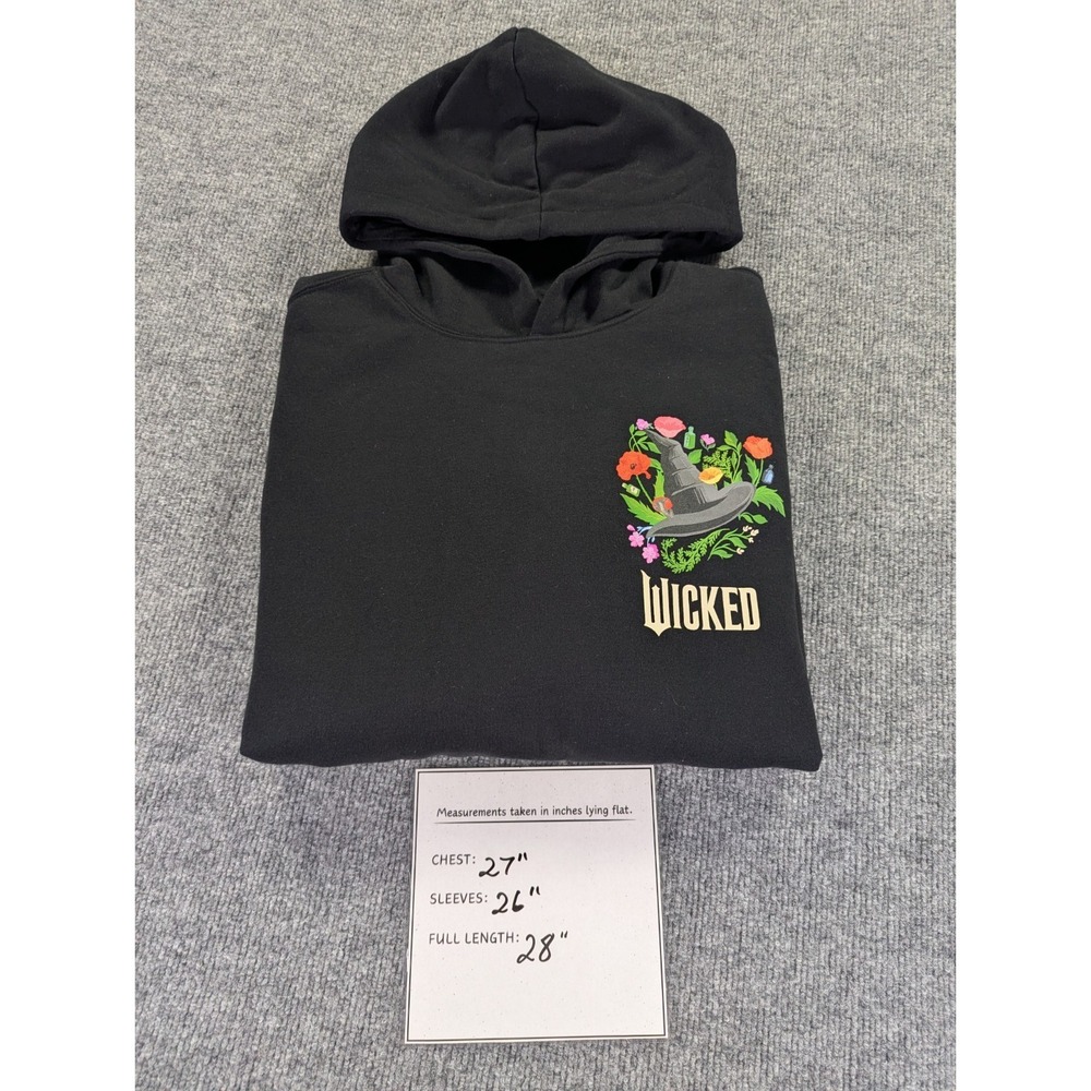 Old Navy Wicked Hoodie Unisex Size XL Black Floral I Feel Wicked Graphic - Picture 10 of 10